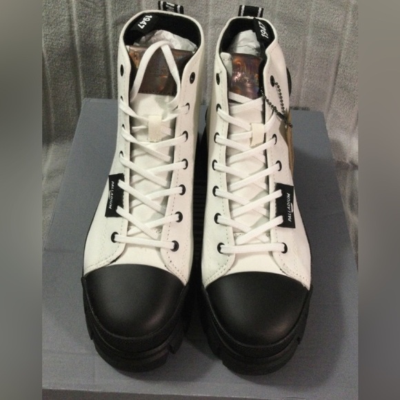 Palladium Women’s Revolt HI TX Platform Canvas Star White Boots Size 7.5 - Picture 2 of 12